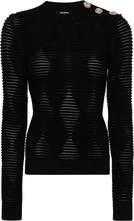 Balmain embossed-buttons jumper - women - Polyamide/Polyester/Viscose - 40 - Black
