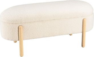 Macabane Banqueta de tejido de rizo crudo con espacio de almacenamiento