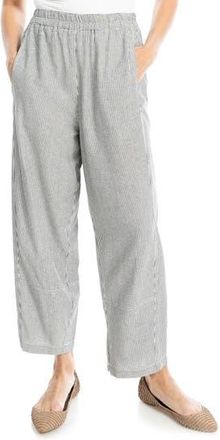 Max Studio Stripe Linen Blend Barrel Pants in Black/White Mini Stripe at Nordstrom Rack, Size X-Small