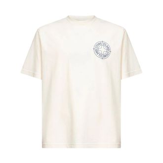 Stone Island T-Shirts, male, White, Size: S Logo-print Cotton T-Shirt