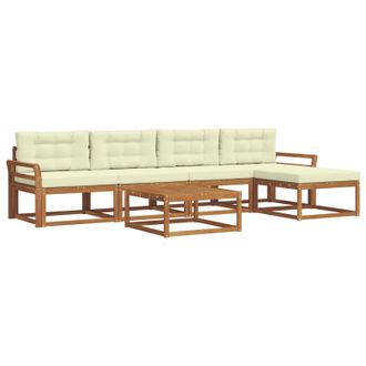 vidaXL Conjunto De Sof&aacute;s De Exterior Con Coj&iacute;n 6 Pcs Natural Y Crema Vidaxl