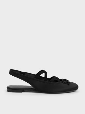 Charles & Keith Satin Crossover Slingback Ballet Flats