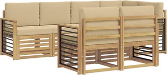 vidaXL Conjunto De Sof&aacute;s De Exterior 7 Uds. Y Beige Poli&eacute;ster Vidaxl