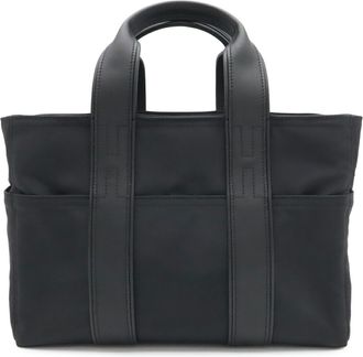 Herm&egrave;s Acapulco Black Nylon Leather Handbag Tote Bag (Pre-Owned)