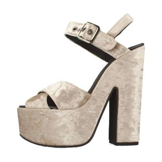 Yellow Sandalia de terciopelo - Shoes - Mujer - Beige - 40 EU