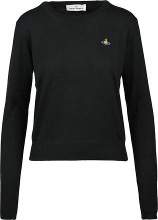 Vivienne Westwood Contemporary Black Crew Neck Jumper with Embroidered Emblem