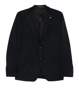 Tagliatore Dark Blue Notched Lapel Blazer