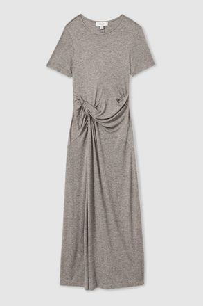 Reiss Grey Jersey Twist-detail Midi Dress, 10