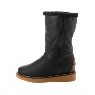 Ferragamo Womens Shearling Trim Boots In Black