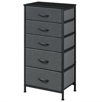 Woltu Cassettiera Camera da Letto Settimino 5 Cassetti. Struttura in Metallo e MDF,Effetto Legno Nero+Grigio Scuro - Woltu