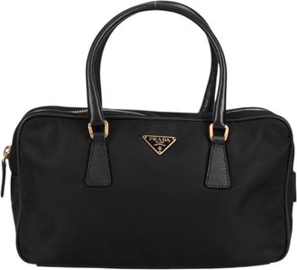 Prada Bauletto Bag Tessuto Black Nylon Handbag (Pre-Owned)