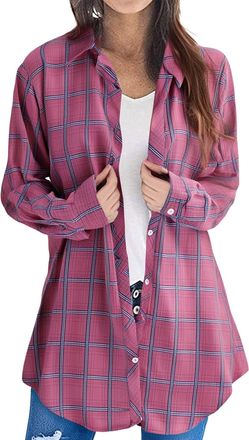 Generic Baggy T Shirts for Women UK Womens Buffalo Plaid Cardigan UK Long Sleeve Open Front Button Down Jackets Summer Fall Elegant Casual Loose Fit Tops Ladi