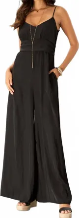 Lola & Sophie Satin Fitted Jumpsuit In Black
