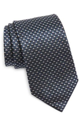 Ermenegildo Zegna Geometric Silk Jacquard Tie in Darkblue at Nordstrom