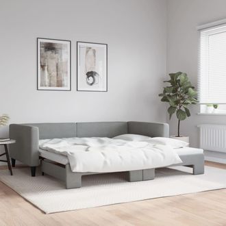 vidaXL Sof&aacute; Cama Nido Tela Gris Claro 100x200 Cm Vidaxl