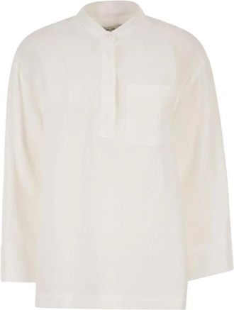 Max Mara Cantico Band Collar Shirt - Dames - Blouses - Wit - 2XS - Overhemden