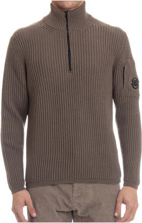 C.P. Company Winterse Knit met CP Lens Detail - Heren - Coltruien - Bruin - XL - Wol - Truien & Vesten