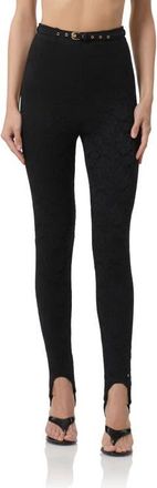 AFRM Carey Belted Lace Stirrup Pants in Noir at Nordstrom, Size X-Small