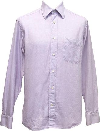 Cerruti Purple and White Print Shirt Size 15.5