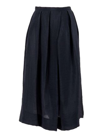 Emporio Armani Black Flared Soft Pleated Skirt