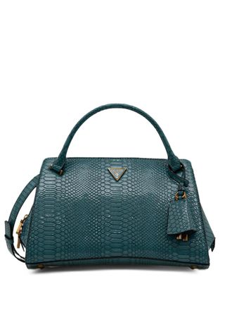 Guess Co crocodile-effect satchel - women - Polyurethane - One Size - Blue