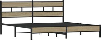 vidaXL Vidaxl - Metal Bed Frame without Mattress Sonoma Oak 180x200 cm Super King