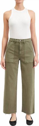 Daze Pleaser Utility High Rise Wide Ankle Jeans In Jade