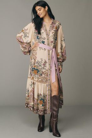 Alemais Antoinette Long-Sleeve Silk Blend Midi Shirt Dress