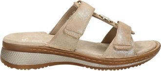 Ara Schoenen, Dames, Beige, 41 EU, Metallic Slipper Sandal Linokid