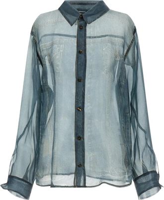 Haikure Maya Silk Shirt - Dames - Overhemden - Blauw - S - Leer - Overhemden