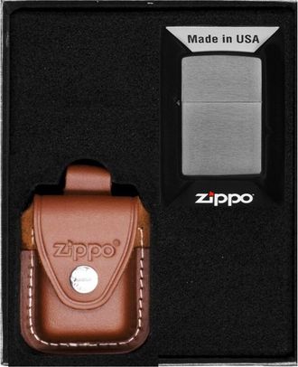 OEM Encendedor Zippo Cromado Cepillado Set De Regalo N.&ordm; 4