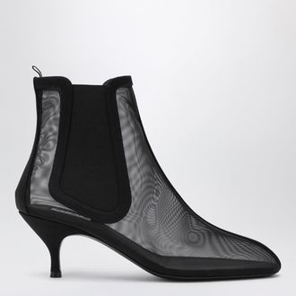 Alaia Black ankle boots in sheer mesh