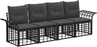 vidaXL Conjunto De Sof&aacute;s De Exterior 4 Uds. Negro Y Gris Oscuro Vidaxl