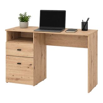 Dmora Escritorio Frutal, 2 Cajones, 2 Estantes, Un Compartimento, 127x51x77h Cm Marr&oacute;n Roble Nudos