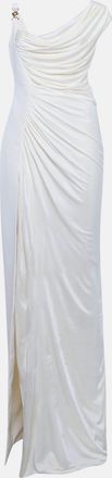 Versace Cream Jersey And Crepe Medusa 95 Draped Gown