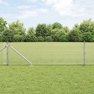 Berkfield Home Welded Wire Fence with 13 Spike Posts 0.5x50 m Galvanised Steel in Silver