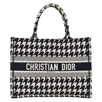 Dior Black White Canvas Handbag Tote Bag (Pre-Owned)