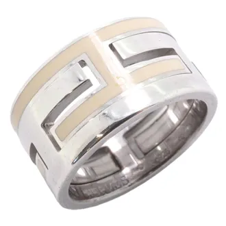 Herm&egrave;s Cream Silver 925 Band Ring (Pre-Owned)