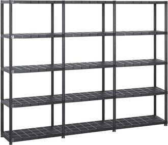 vidaXL Estanter&iacute;as De Almacenaje 5 Niveles Pl&aacute;stico Negro 213x38x170cm Vidaxl