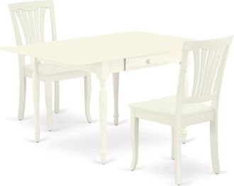 East West Furniture Dining Room Set Linen White, MZAV3-LWH-W
