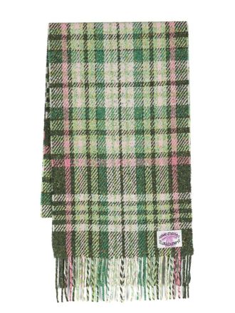 Acne Studios check-print wool scarf - Green