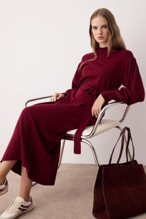 Trendyol Modest Dames Bordeaux Effen Maxi Lang Casual Recht Modest Jurken