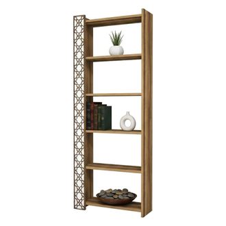 Dmora Dmora - Estante Para Libros Dest&eacute;ve, Estante De Oficina, Porta Libros M&oacute;vil, Biblioteca, 65x24h170 Cm, Nogal Y Blanco