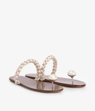 Pedro Garcia Flat sandal in white satin leather | Pipa | Centenary collection |