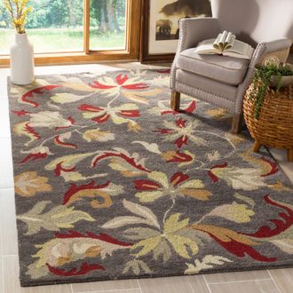 Safavieh Jardin Hand Made Area Rug, Dark Grey / Multi Transitional Style Non-Shedding