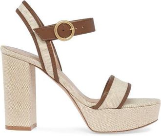 Gianvito Rossi Milos Sandals in Brown Fabric And Nappa at Nordstrom, Size 39.5
