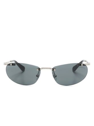 Swarovski Occhiali da sole ovali con decorazione - Nero