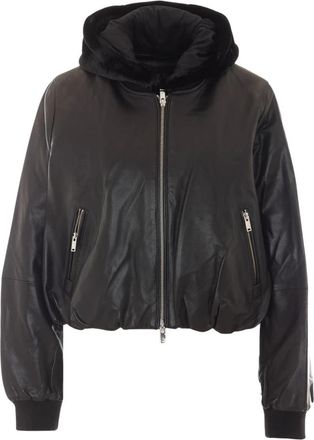 Moose Knuckles Cardin Leren Bomberjack - Dames - Bomber jackets - Zwart - S - Katoen - Jassen