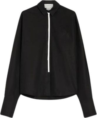 Sportmax Oversized katoenen poplin overhemd - Dames - Overhemden - Zwart - XS - Katoen - Overhemden