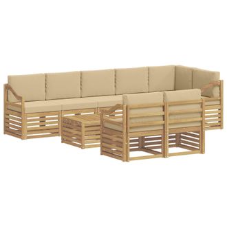 vidaXL Conjunto De Sof&aacute;s De Exterior 9 Uds. Y Beige Poli&eacute;ster Vidaxl